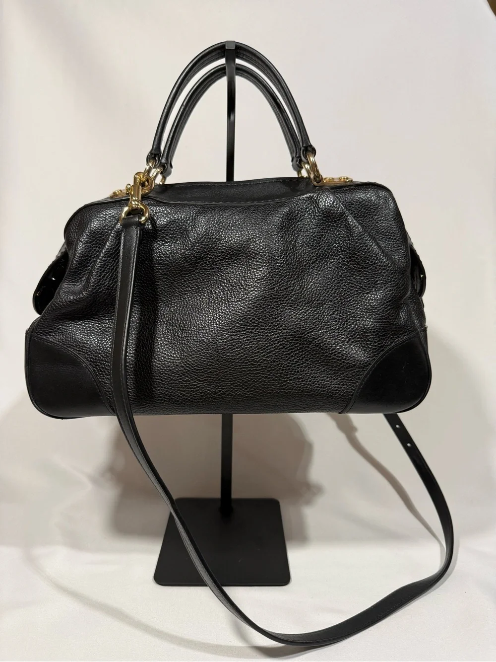 Coach Black Leather Lane Satchel Bag